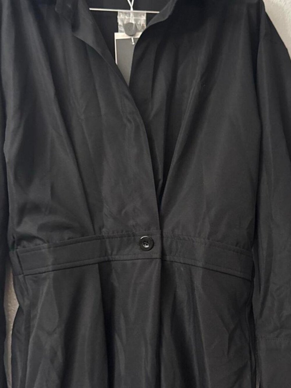 UOOZEE Polo Collar Black A-Line Swing Skirt Maxi Dress with Pockets Sz L/XL NWT - Picture 10 of 15